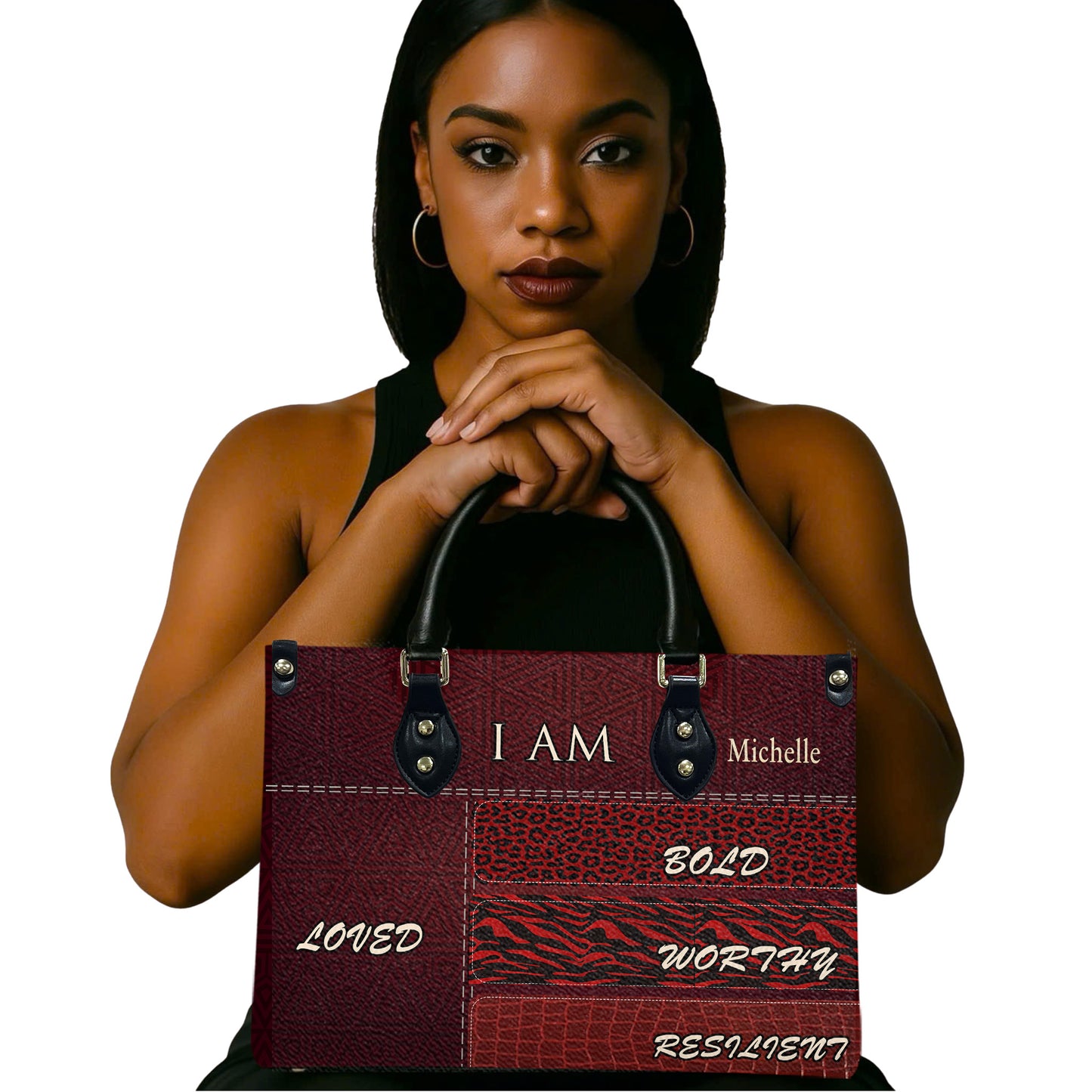I Am (Maroon 2) - Personalized Leather Handbag YA2-Ha