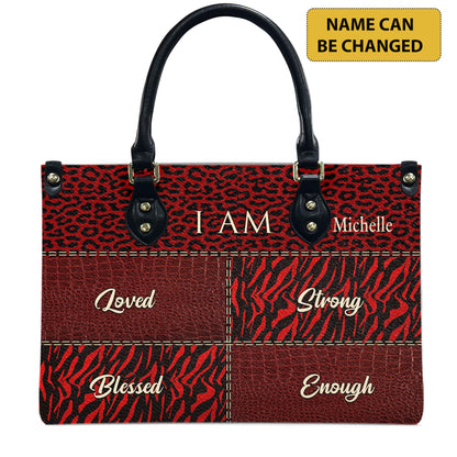 I Am (Maroon) - Personalized Leather Handbag YA2-Ha