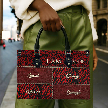 I Am (Maroon) - Personalized Leather Handbag YA2-Ha