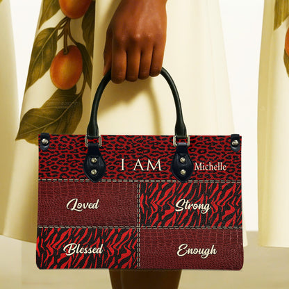 I Am (Maroon) - Personalized Leather Handbag YA2-Ha