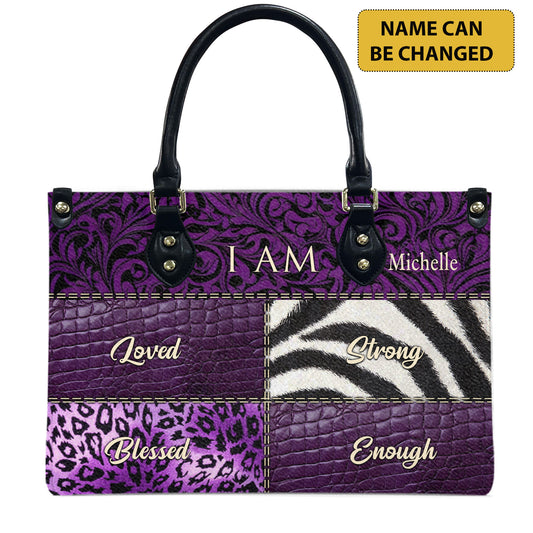 I Am (Purple) - Personalized Leather Handbag YA2-Ha