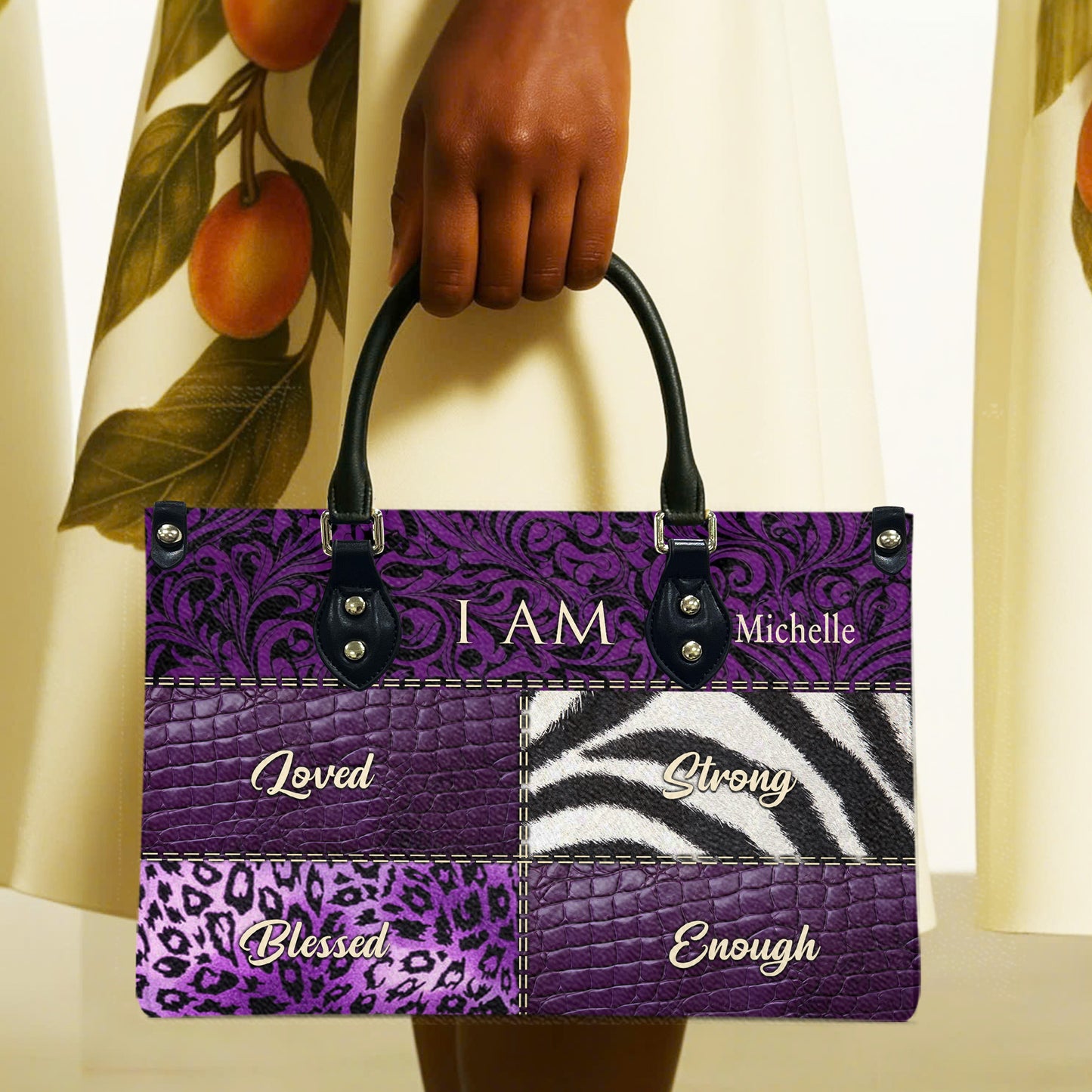 I Am (Purple) - Personalized Leather Handbag YA2-Ha