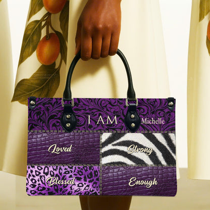 I Am (Purple) - Personalized Leather Handbag YA2-Ha
