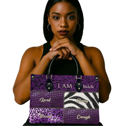 I Am (Purple) - Personalized Leather Handbag YA2-Ha