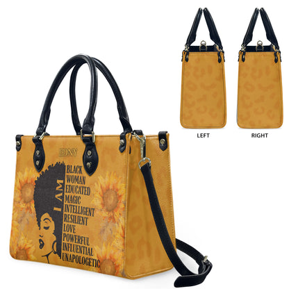 I Am (Sunflower) - Personalized Leather Handbag YA4-Ha