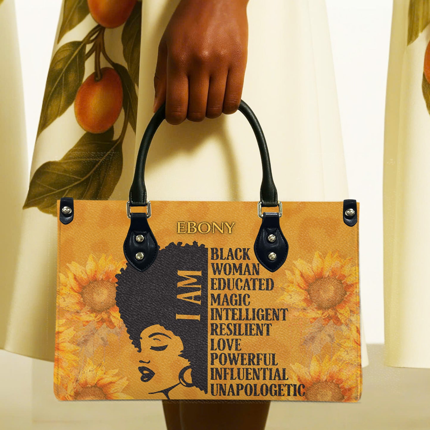 I Am (Sunflower) - Personalized Leather Handbag YA4-Ha