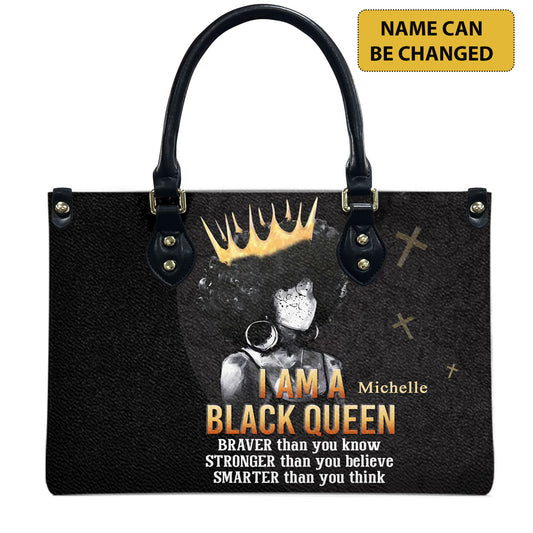 I Am A Black Queen (Black 1) - Personalized Leather Handbag YA1-Ha