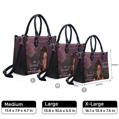 I've Survived Too Many Storms (Purple) - Personalized Leather Handbag YA2-Ha