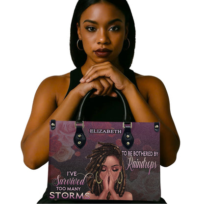 I've Survived Too Many Storms (Purple) - Personalized Leather Handbag YA2-Ha