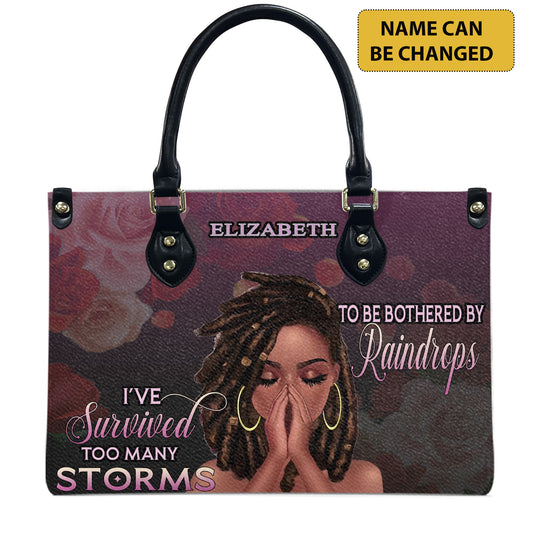 I've Survived Too Many Storms (Purple) - Personalized Leather Handbag IVSTMS2-Ha