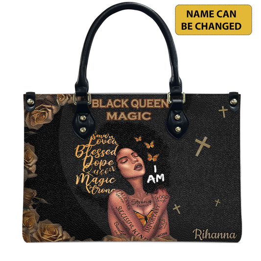 Queen (Black) - Personalized Leather Handbag YA2-Ha