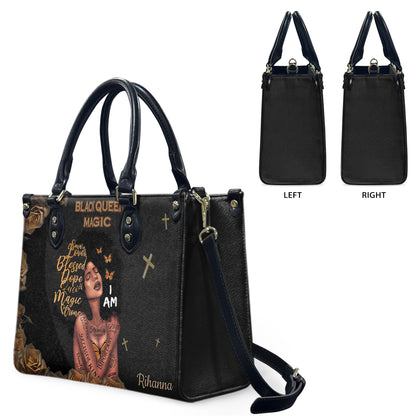Queen (Black) - Personalized Leather Handbag YA2-Ha