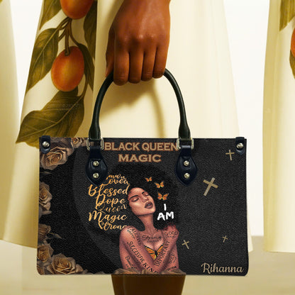 Queen (Black) - Personalized Leather Handbag YA2-Ha
