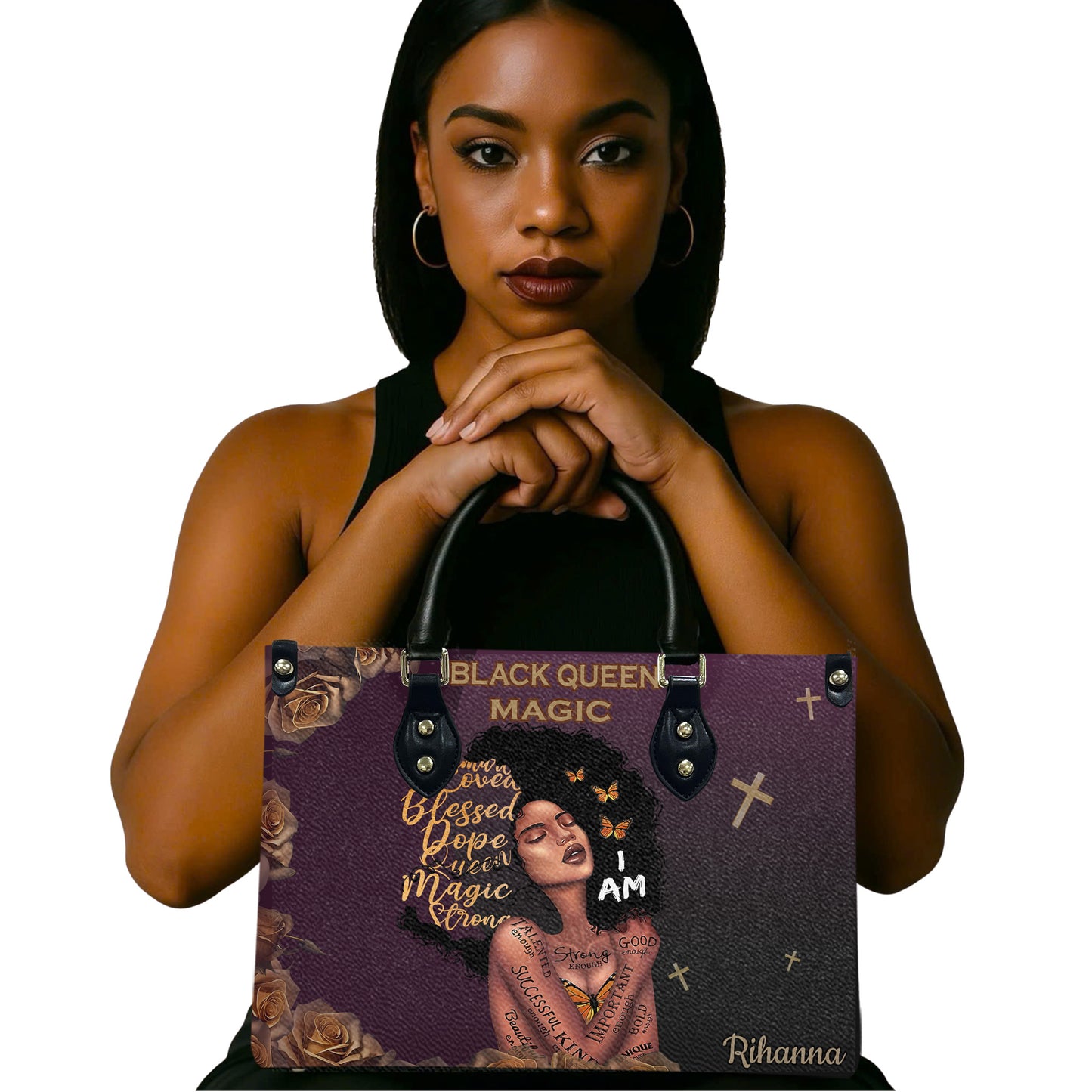 Queen (Purple) - Personalized Leather Handbag YA2-Ha