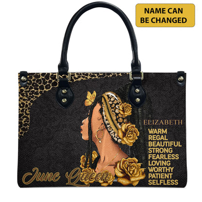 Queen (Black) - Personalized Leather Handbag YA4-Ha