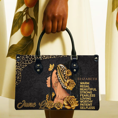 Queen (Black) - Personalized Leather Handbag YA4-Ha