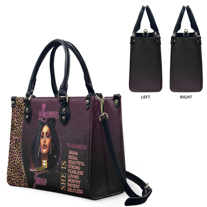 Queen (Purple) - Personalized Leather Handbag YA4-Ha