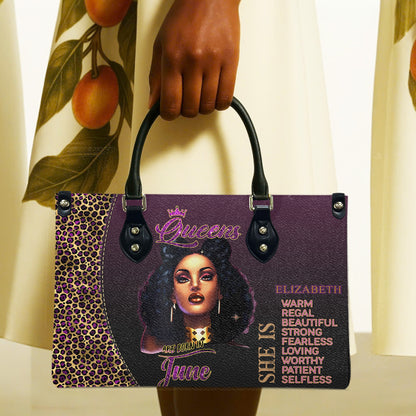 Queen (Purple) - Personalized Leather Handbag YA4-Ha