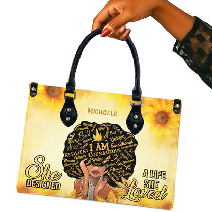 She Designed A Life She Loved (Sunflower) - Personalized Leather Handbag YA1-Ha