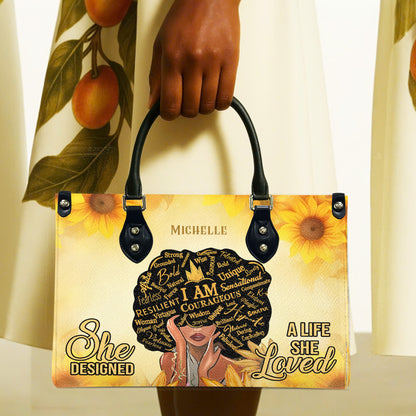 She Designed A Life She Loved (Sunflower) - Personalized Leather Handbag YA1-Ha