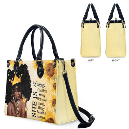 She Is (Sunflower) - Personalized Leather Handbag YA1-Ha