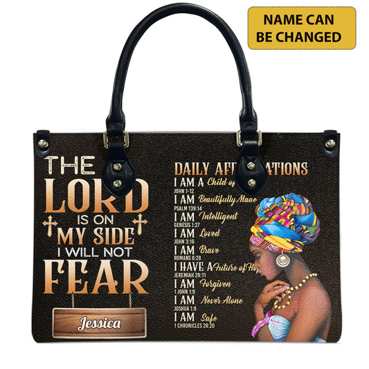 The Lord Is On My Side I Will Not Fear (Dark Brown) - Personalized Leather Handbag YA1-Ha
