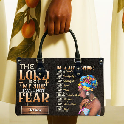 The Lord Is On My Side I Will Not Fear (Dark Brown) - Personalized Leather Handbag YA1-Ha