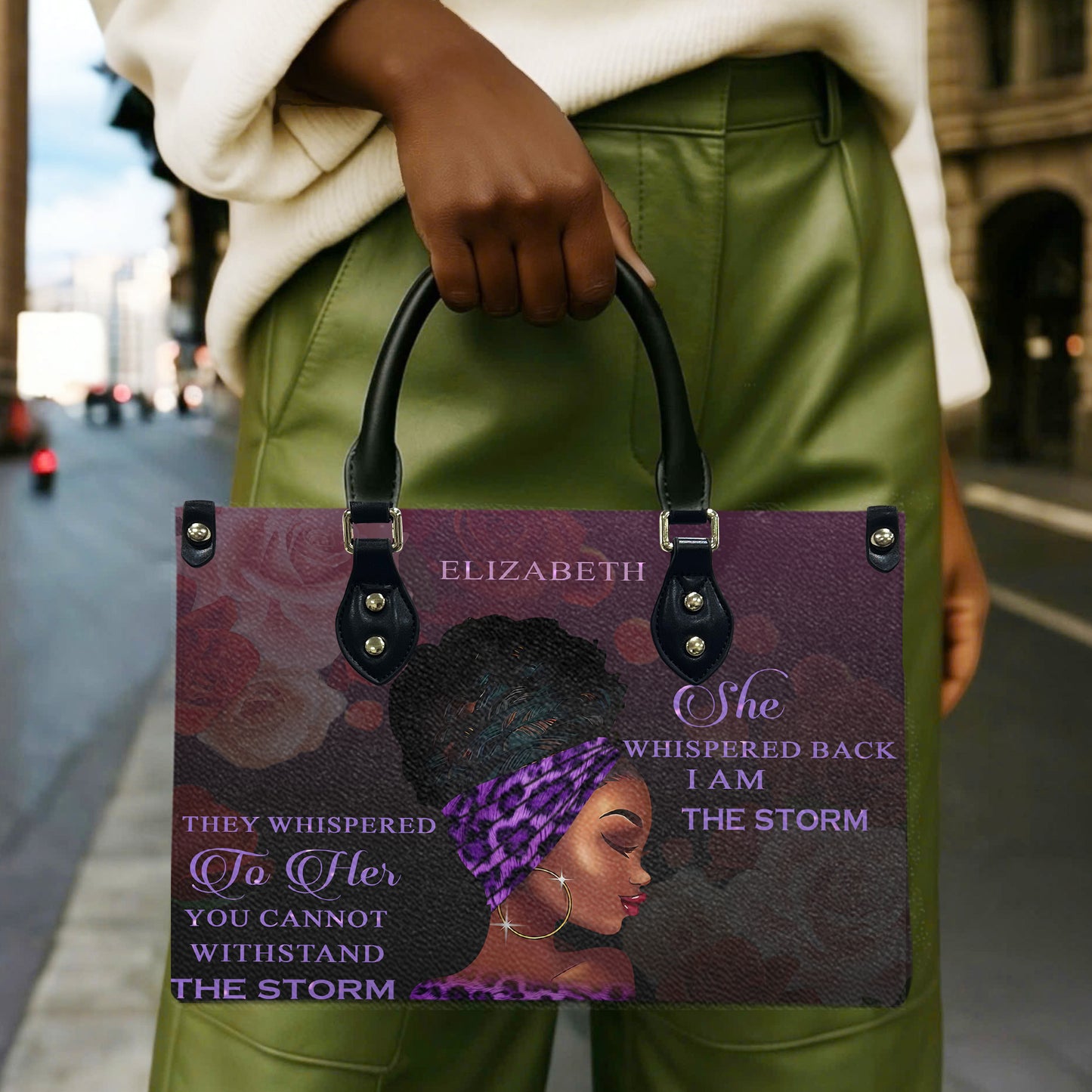They Whispered To Her (Purple 1) - Personalized Leather Handbag YA1-Ha