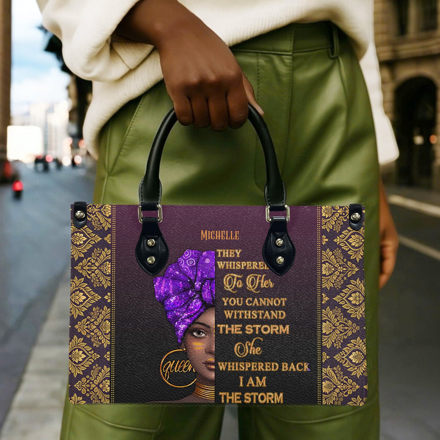 They Whispered To Her (Purple 2) - Personalized Leather Handbag YA1-Ha