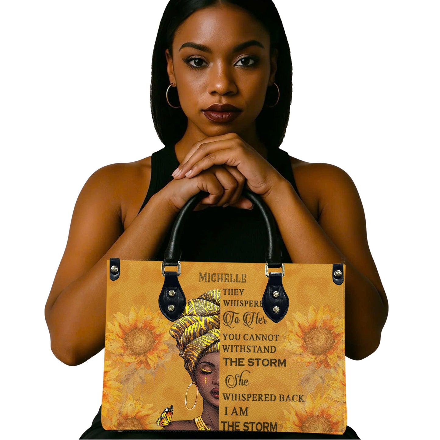 They Whispered To Her (Sunflower) - Personalized Leather Handbag YA1-Ha