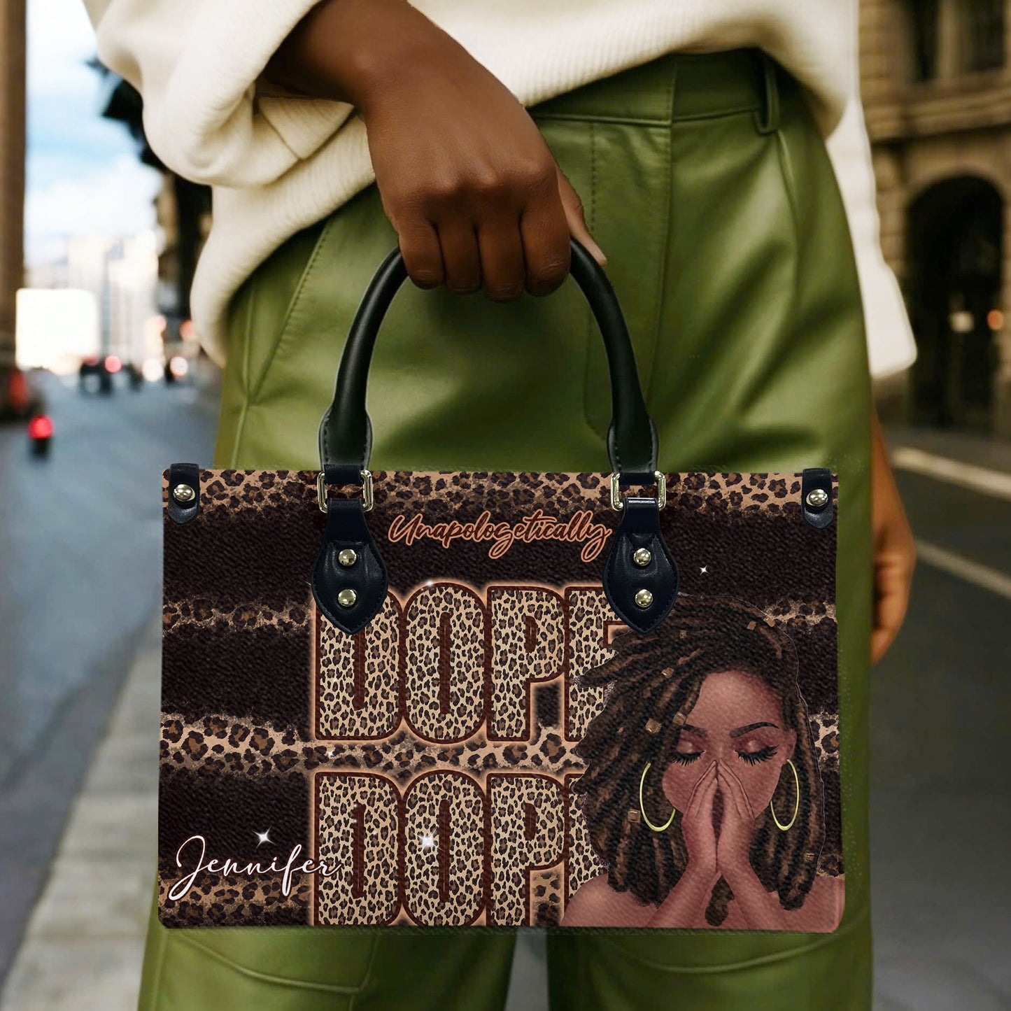 Unapologetically Dope (Black) - Personalized Leather Handbag YA1-Ha