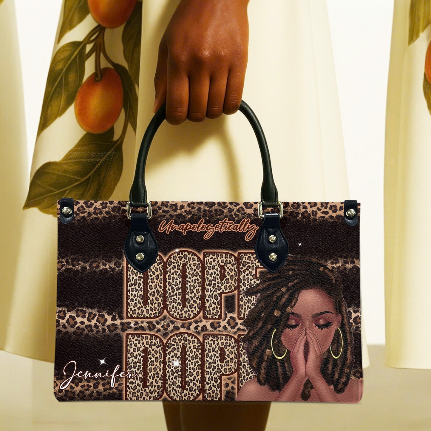 Unapologetically Dope (Black) - Personalized Leather Handbag YA1-Ha