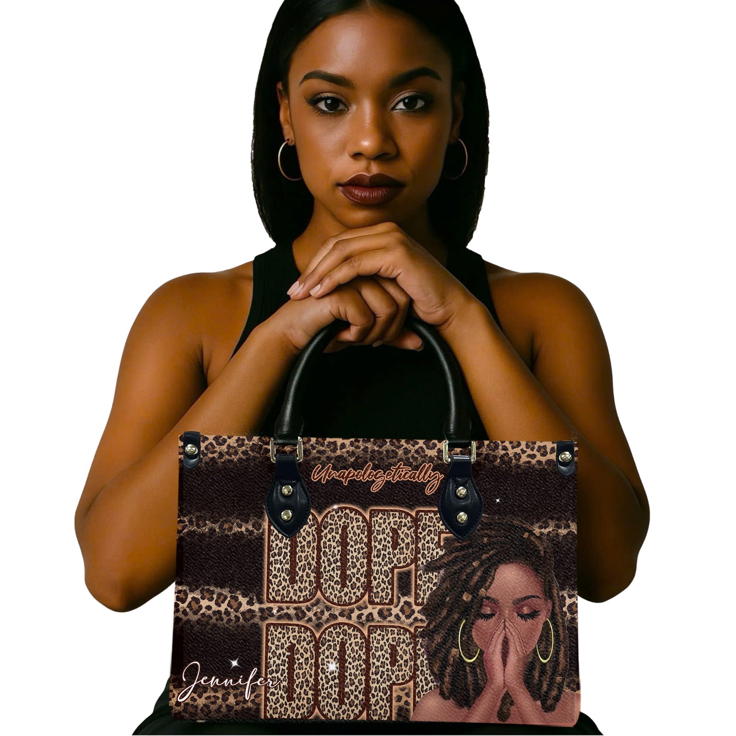 Unapologetically Dope (Black) - Personalized Leather Handbag YA1-Ha